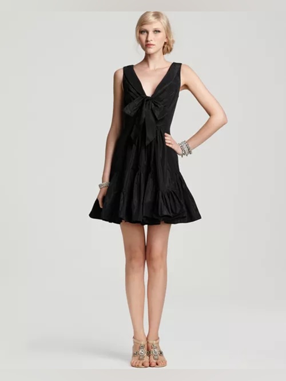 Jill Stuart Black Taffeta Tiered Dress